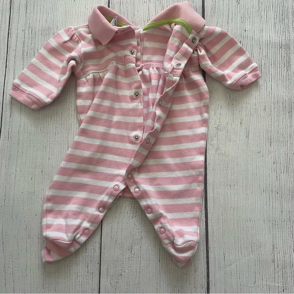 Ralph Lauren Pink & White Striped Footed Romper size 3 months